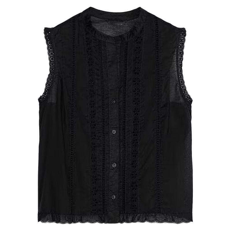 Zaprha 2025 New Arrival French Style Vertical Lace Romantic Style Casual Tops Shirt for Women 4387039