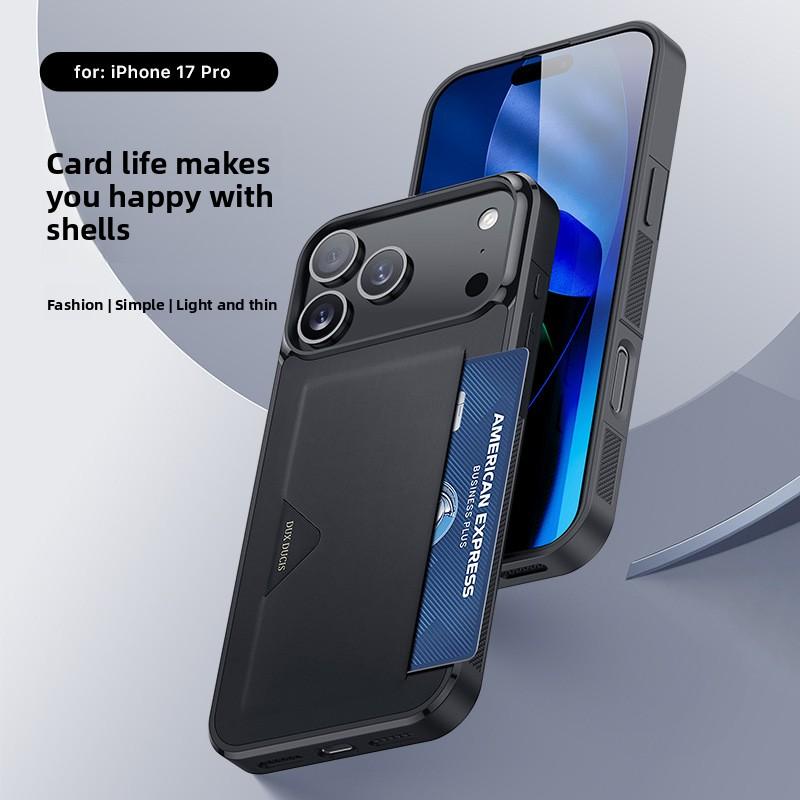 Для Apple 17 Pro Чехол для телефона с вставкой для карты IPhone 17 Простой чехол с ощущением кожи, противоударная задняя крышка IPhone 17 ProMax Чехол для телефона с подставкой для вставки карты
