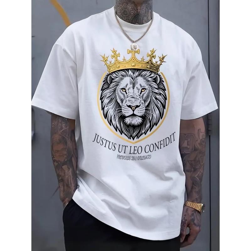 Европейские размеры Мужская футболка с принтом - Влагоотводящий комфорт, Повседневная футболка с круглым вырезом и коротким рукавом, Машинная стирка и Золотой дизайн