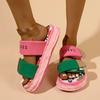 Women Slippers Colorful Candy Stripe Designer Slippers Thick Sole Shoes 2025 New Beach Outdoor Casual Style Sandals Slides Women