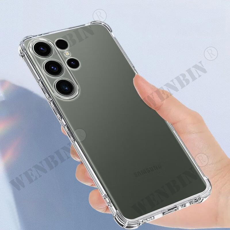 Чехол для Samsung S24 S23 S22 S21 Ultra Plus FE A55 A54 A35 A34 A25 A14 A15 5G Мягкий прозрачный силиконовый TPU Ударопрочный чехол
