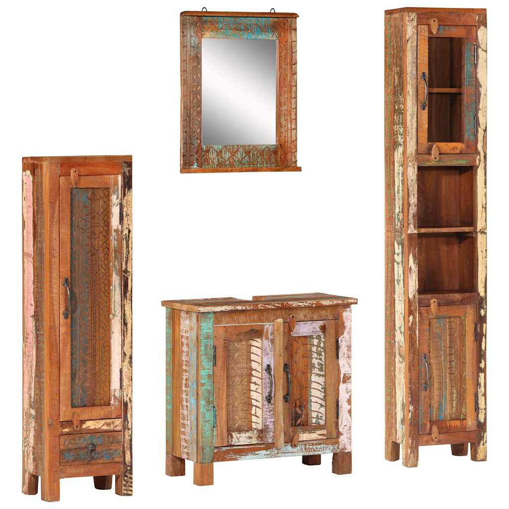 4 Piece Bathroom Furniture Set Solid Reclaimed Wood