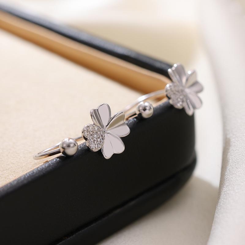 Серьги-крючки Banyan Tree S999 Silver Four-Left Clover с защитой от выпадения для женщин