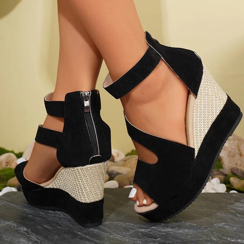 Мода 2025 Новая Женская Обувь Задняя Молния Женские Сандалии Модный Принт Летние С Открытым Носком Большой Размер Бестселлер Сандалии на Платформе Zapatos