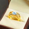 Aquamarine Oval Cut With 925 Sterling Silver Gold Plated Ring For Men's #A737 JL375659043641