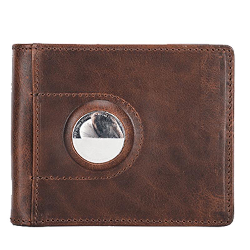 Модный мужской кошелек из натуральной кожи RFID с защитой от кражи, изысканный Airtag, зажимы для денег, интеллектуальный трекер с защитой от потерь, мужской кошелек для монет, подарки на день отца