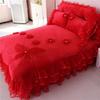 Размер King Size/Queen Size/Twin Size Кружевная утолщенная стеганая юбка-кровать Пододеяльник Наволочка Комплект из четырех предметов Теплая спальня Простое постельное белье Высокое качество