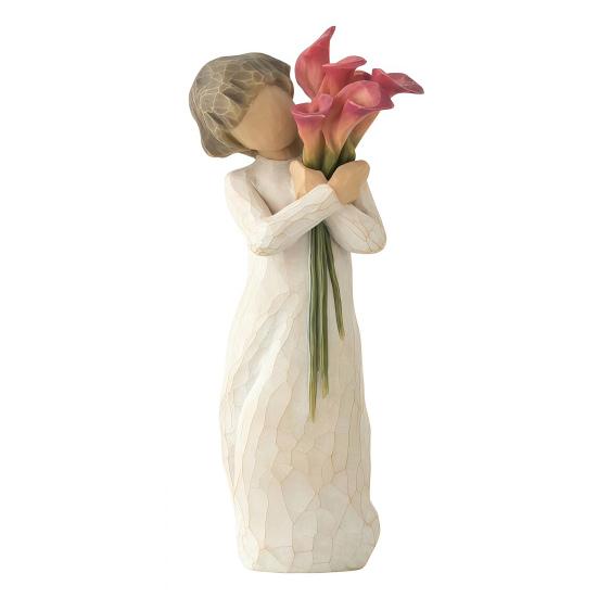 Gift for Mothers Day Girl Holding Bouquet Resin Figurine, Faceless Lady Statue, Romantic Desktop Ornament Durable Craft Living Room Bedroom