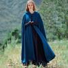 Winter Women Jacket with Hood Medieval Retro Cape Gothic Keep Warm Shawl Ankle Length Loose Cloak Thick Single Button Closure Ou