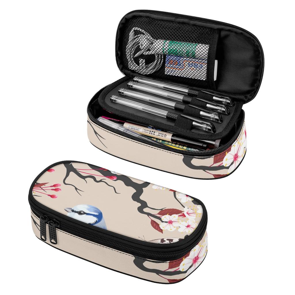 Stationery Pencil Case Casual 300D Polyester Easy Open Zipper with Main Pocket Mesh Layer and Removable Pen Divider for Boys Girls