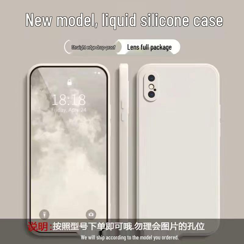 Жидкий силиконовый противоударный чехол с полным покрытием для Apple XS Max - Безопасный для кожи, Однотонный