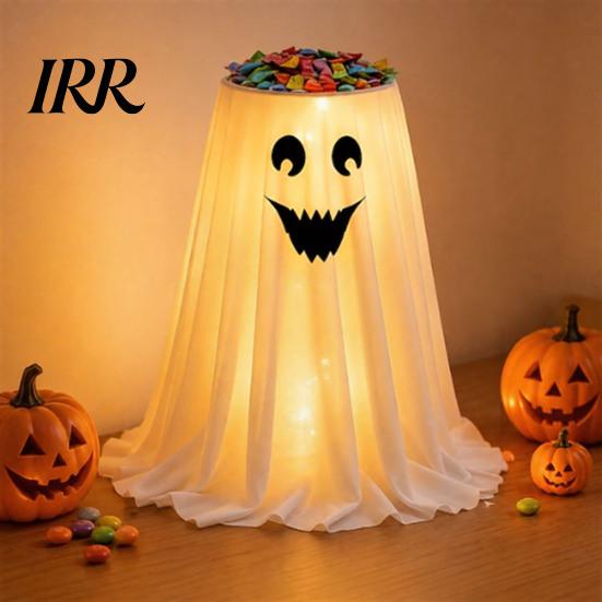 Festival Atmosphere Props Halloween Ghost Candy Bowl Stand with Remote Control, Large LED Lighted Creative Holiday Table Centerpiece Cute Holder