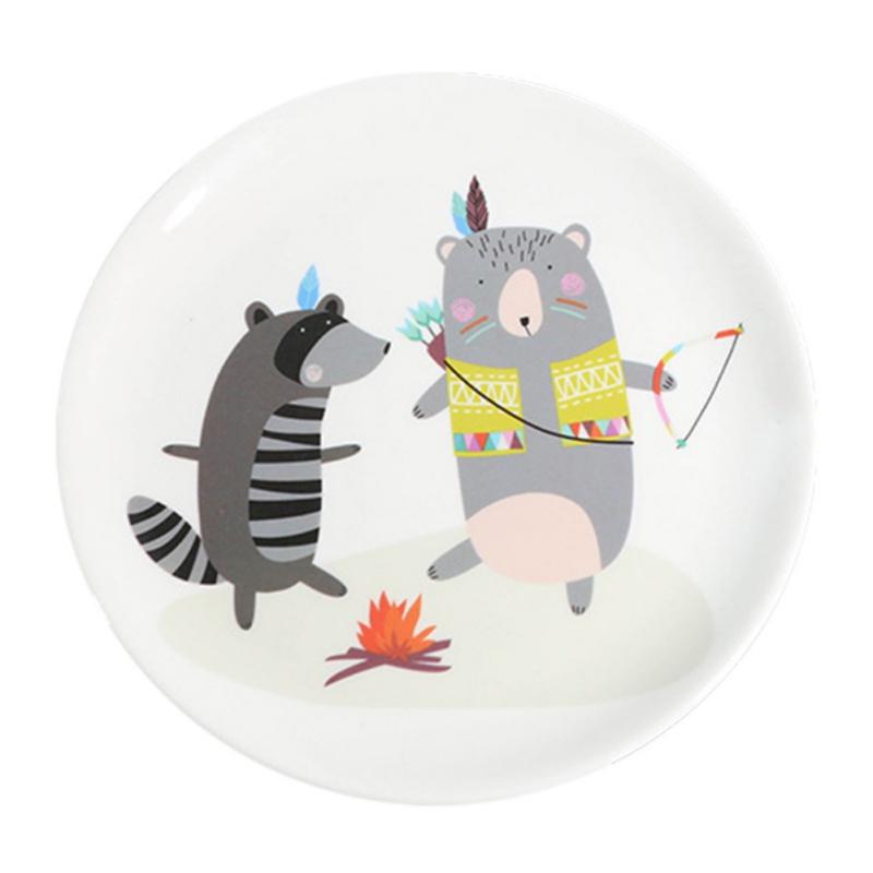 Милые тарелки с изображением животных, расписанные вручную в японском стиле, пластиковые тарелки, детская посуда, соусница, поднос для десерта