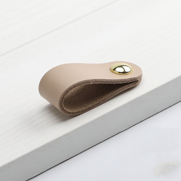 Furniture Wardrobe Head Layer Leather Pull Handles Children's Anti-Collision Cabinet Door Drawer Leather Handle