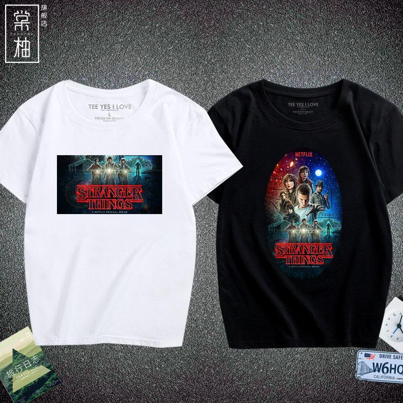 Stranger Things TV Series Merchandise Tshirt Vintage Print Pure Cotton Shortsleeved Top for Both Men and Women