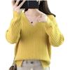 Women's Loose Fit V-Neck Striped Pullover Sweater - 2024 Autumn/Winter Korean Style