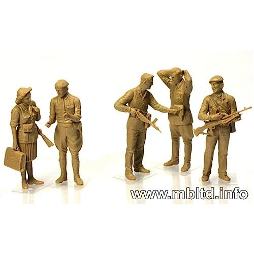 Master Box 1/35 Scale Plastic Model Kit: French Resistance and German Officer Prisoners of War, 1944, Set of 5 (MB35051)