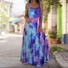 Женское платье-комбинация Длинное платье макси Фиолетовые облака Платье с принтом Весна и лето с v-образным вырезом Для отдыха и отпуска
