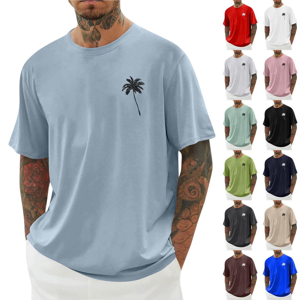 Men's Hawaii Printed T-Shirt Men's Loose Casual Short Sleeve Top