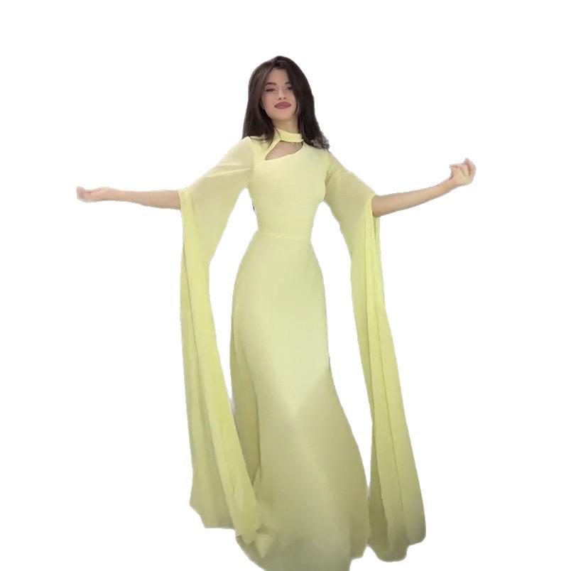 Женское однотонное платье с рукавами-колпачками для работы, 2025