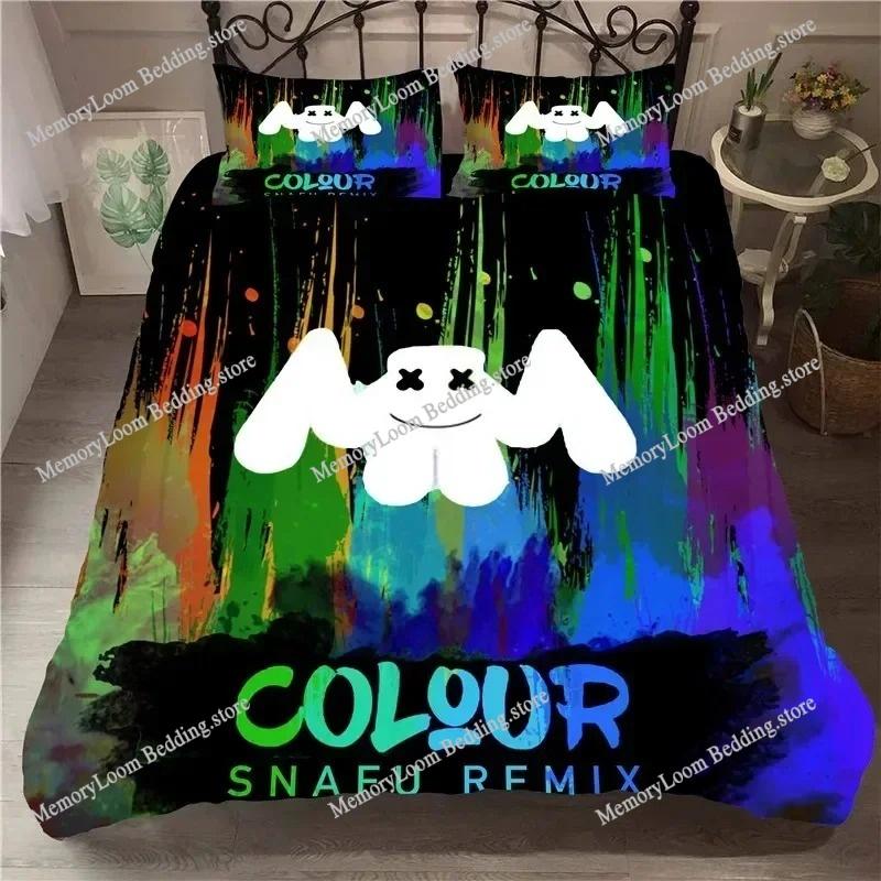 DJ Lovers Marshmello Хип-поп Музыка EDM Мозаика DJ Постельное белье для мальчиков и девочек Твин Queen Size Пододеяльник Наволочка Кровать Дети Взрослые