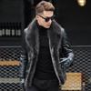 Genuine Leather Jacket for Men with Raccoon Fur Collar and Fur Integrated Body. Men's Thickened Leather Jacket for Winter Slim Fitting Fur Coat