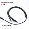 0.7m 18awg DC Female To 3 Way Male Power Supply Splitter Cable 1 Female To 3 Male Connector CCTV Accessories Extend Adapter 70cm