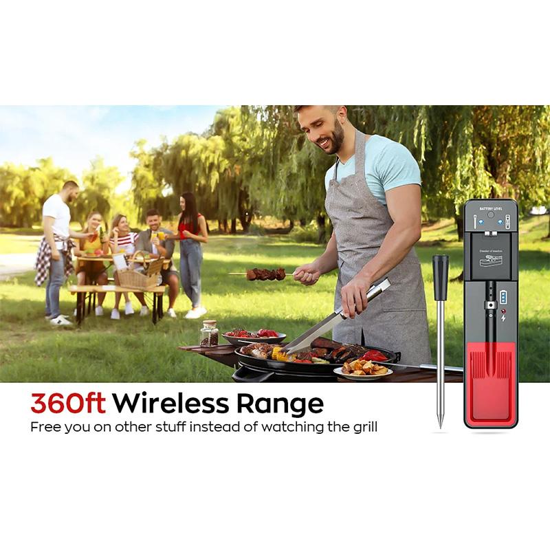 Беспроводной термометр для мяса, цифровой зонд, термометр Bluetooth 360 футов, поддержка приложения, удаленный мониторинг для духовки, коптильни, су-вид