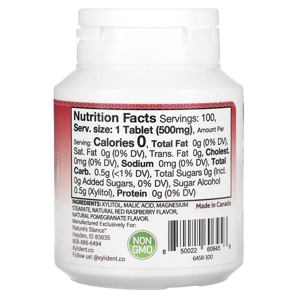 XyliDENT Сухость во рту, увлажняющие таблетки с ксилитом, гранат-малина, 100 таблеток
