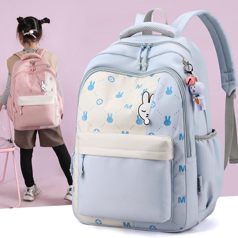 New Fashion Backpack, Light Primary School Bag, Large-capacity Printed Cute Bunny Backpack