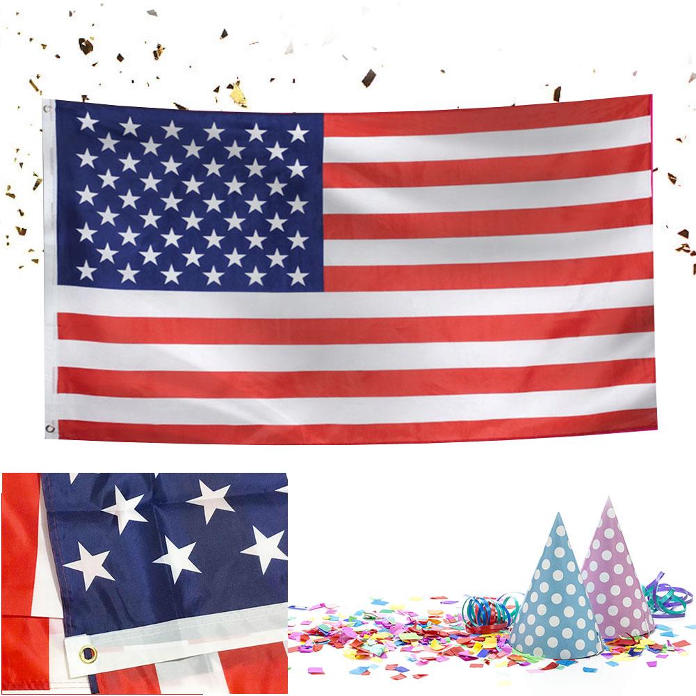 90x150cm Waterproof Polyester Embroidered Stars Sewn Stripes USA American Flag Independence Day Flag US National Flag 1-5Pcs