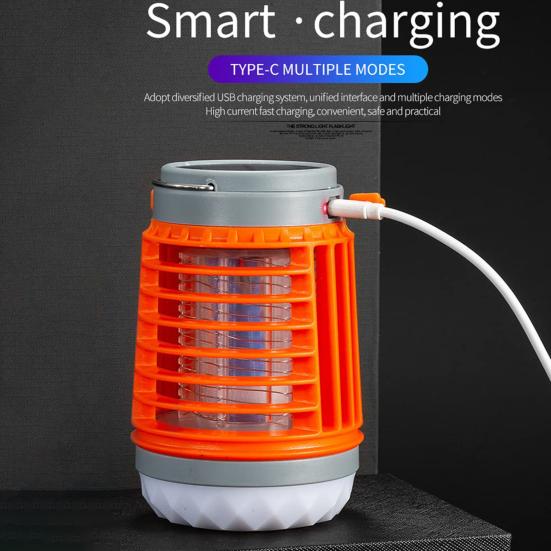 Портативная лампа для уничтожения комаров, USB-солнечная ловушка, светодиодный электрический шок, перезаряжаемый тихий репеллент от комаров