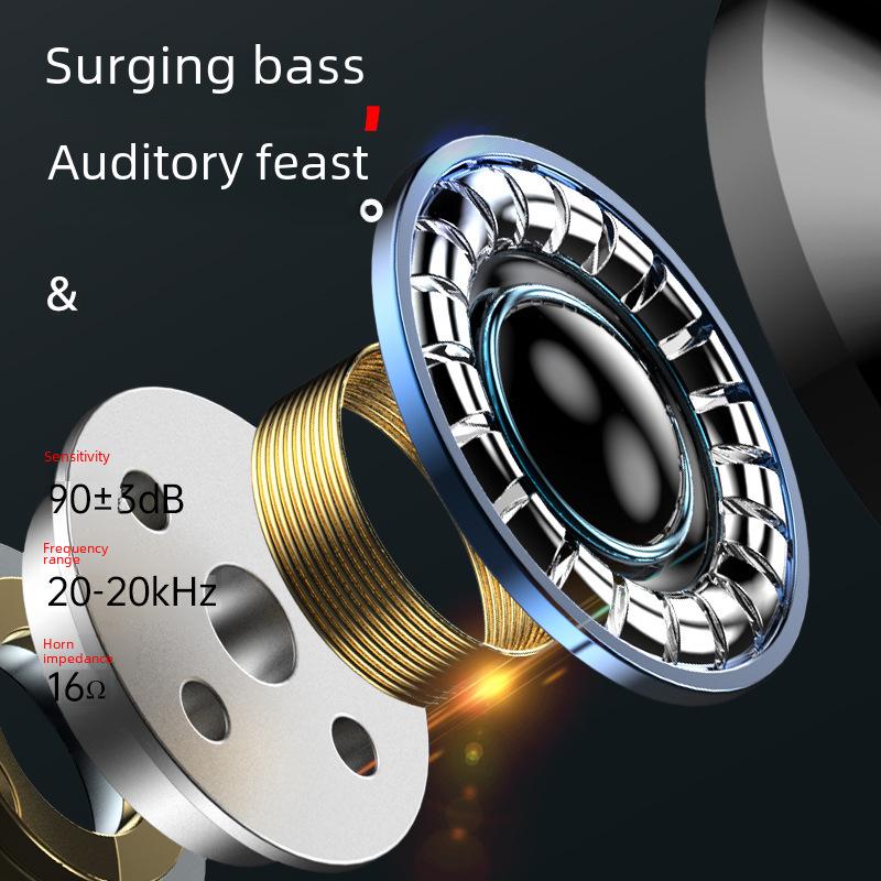 Металлические внутриканальные проводные наушники с плоским кабелем, мощными басами и микрофоном для караоке и игр