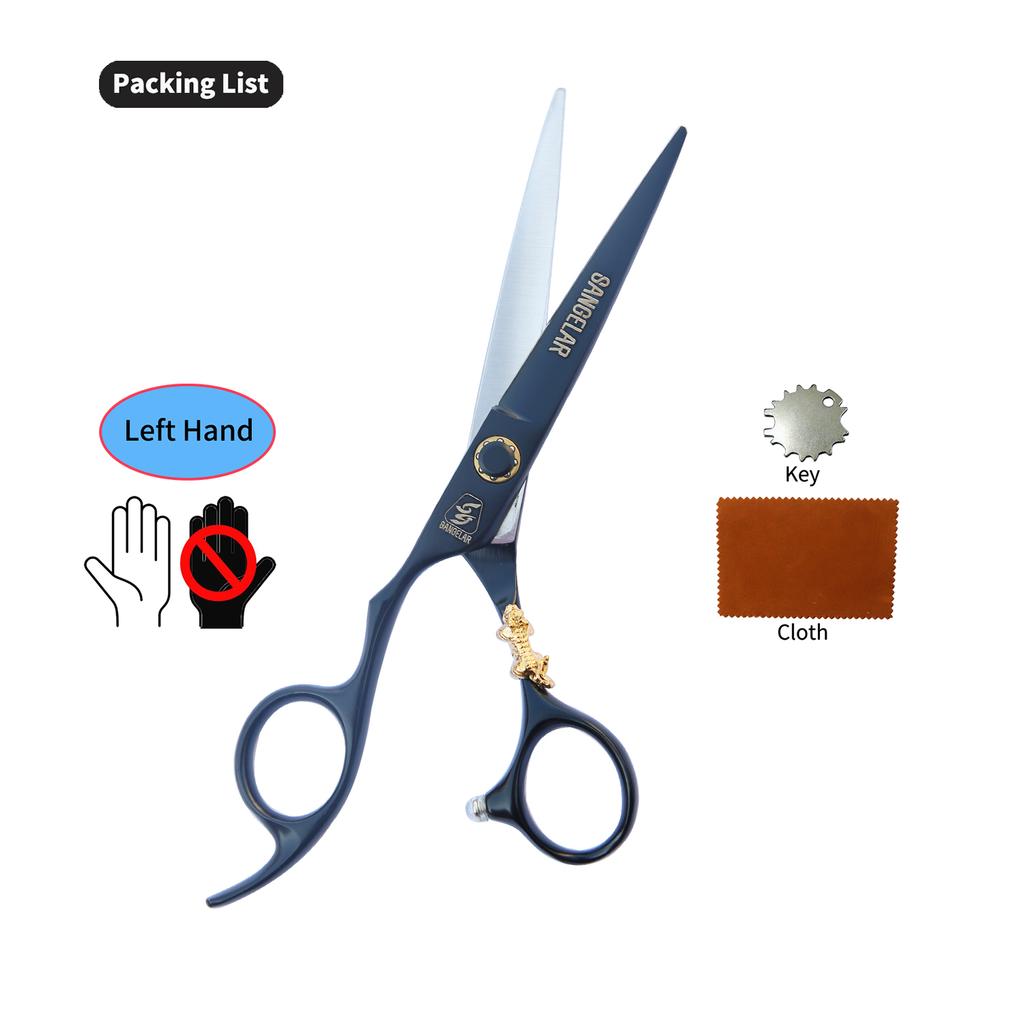 SANGELAR 6 Inch Left-handed Professional Hair Scissors, Magical for Girls' Hair Trimming,Dog Grooming Scissors Can Be Used As Pet Styling Tool