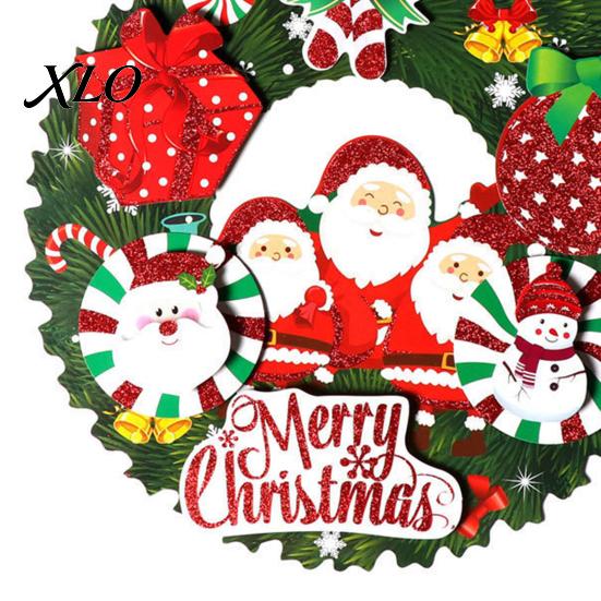 Window Display Decorations Christmas 3D Wreath Pendant with Hanging Rope, Cartoon Garland Ornaments, Decorative Bell Ornaments Lightweight Paper