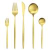 5 шт., золотой набор столовых приборов, нож, вилка для торта, чайная ложка, обеденная посуда, столовые приборы из нержавеющей стали, домашний кухонный набор столового серебра