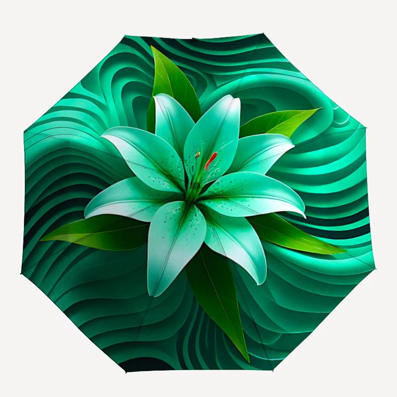 1pc Lily Flower Automatic Open/close Folding Umbrella, Compact Portable Travel Umbrella,Durable Construction yy250814121