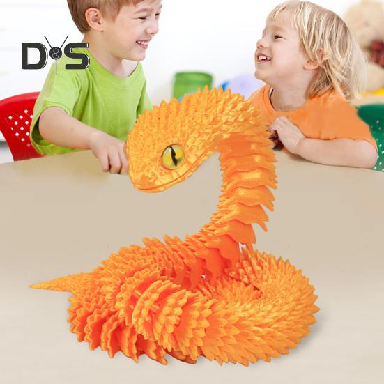 3D Printed Animals Articulated Simulated Snake Stress Relief Toys Realistic Flexible Snake Fidget Toy Tabletop Ornament for Kids Adults