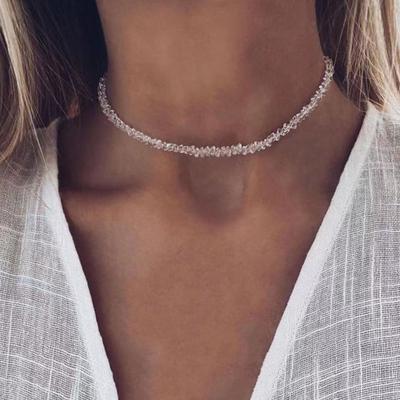 Женское ожерелье, многогранное режущее искусственное хрустальное стекло, регулируемая удлиненная длина, ювелирные изделия на шею, женское колье-колье