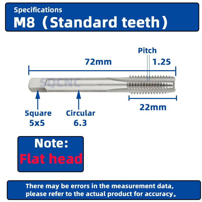 SIQICNC Right Hand Thread Tap HSS Machine Plug Tap Metric Screw Tap Drill Thread Tool M2 M3 M4 M6 M7 M8 M10 M12 M14 Hand Tools