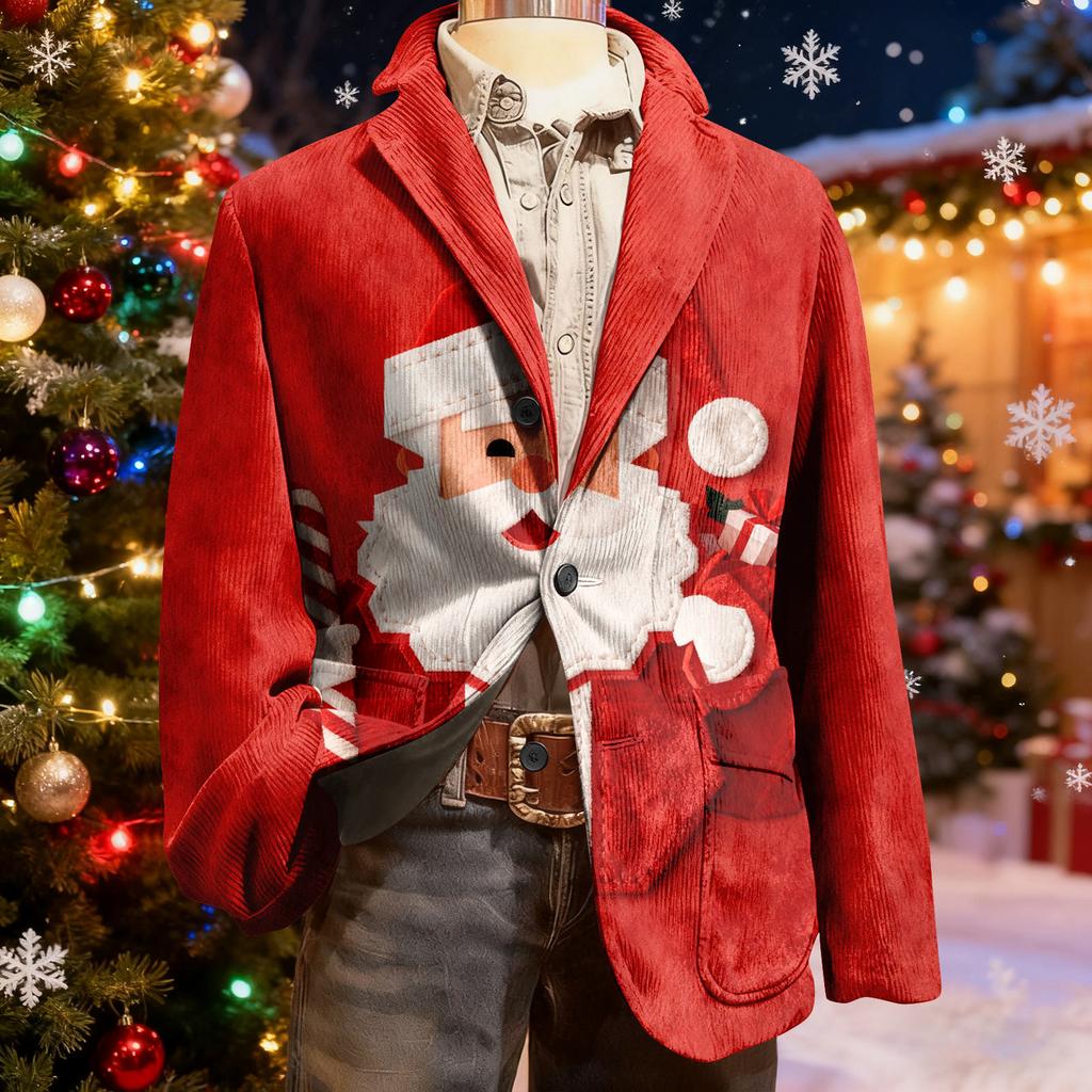 Мужской уродливый рождественский вельветовый теплый карманный пиджак-кардиган, мужской повседневный костюм