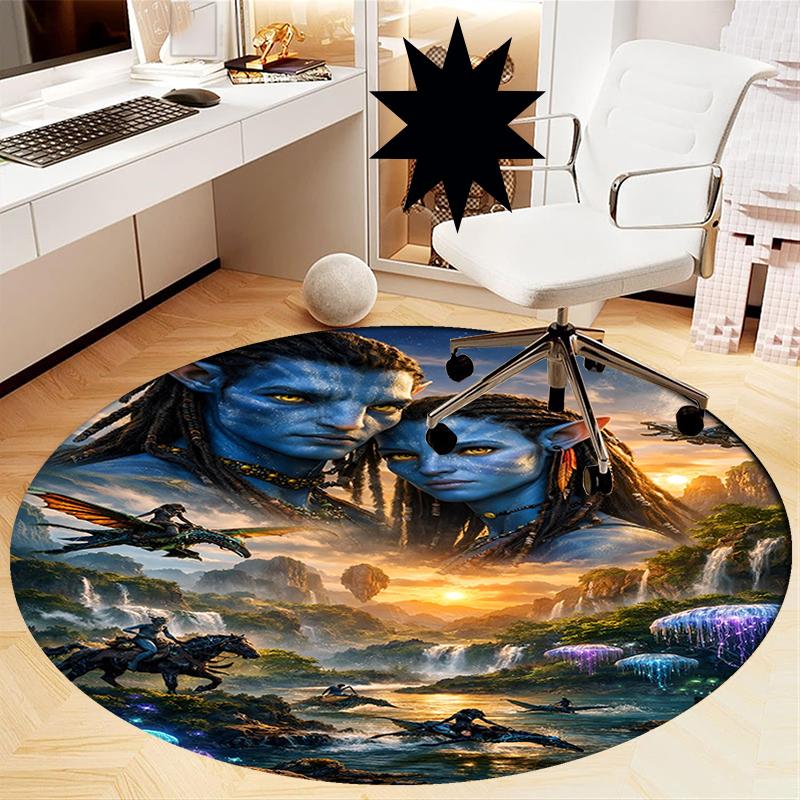 Avatar Printed Round Rug Carpet Chair Rug Area Rug Entryway Doormats,for Office Chair Living Room Bedroom Kitchen Room.