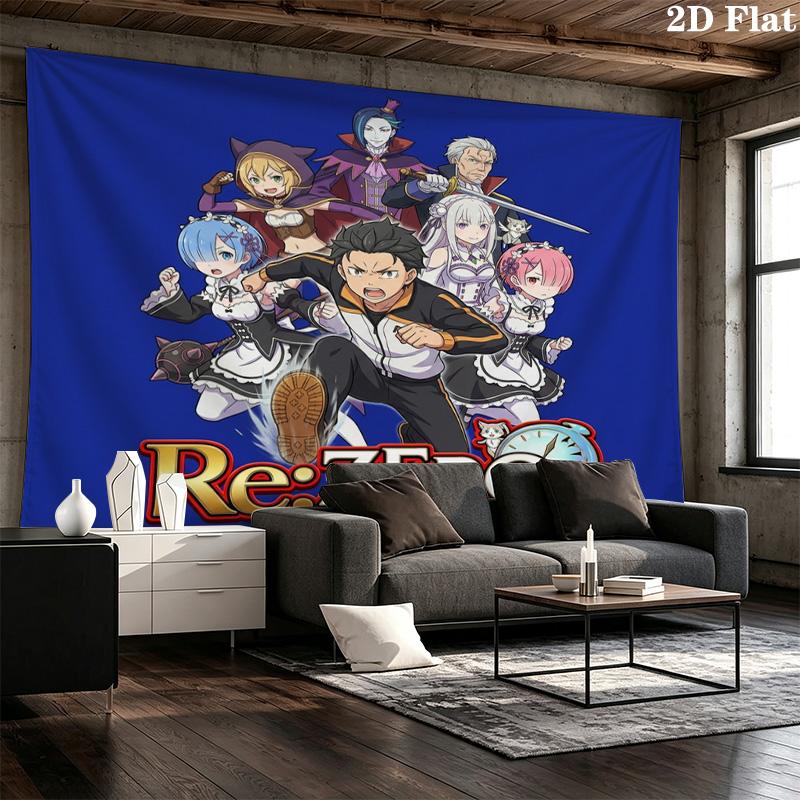 Re Zero Wall Tapestry Aesthetic Wall Hanging Printed Fabric Blanket Decorative Tapestries For Bedroom Living Room Home Decor