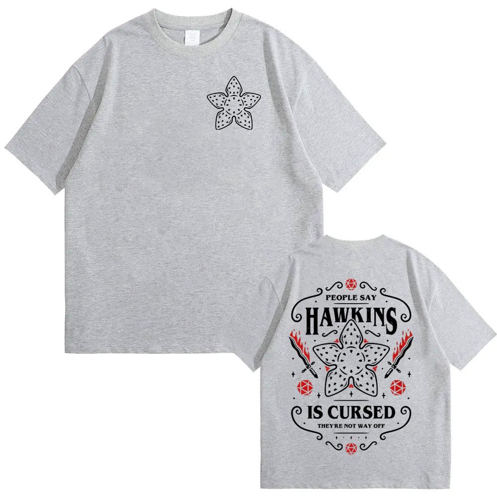 People Say Hawkins Is Cursed Theyre Not Way Off Eddie Munson Demogorgon Tshirt Cannibal Flower Monster Graphic T Shirts Cotton