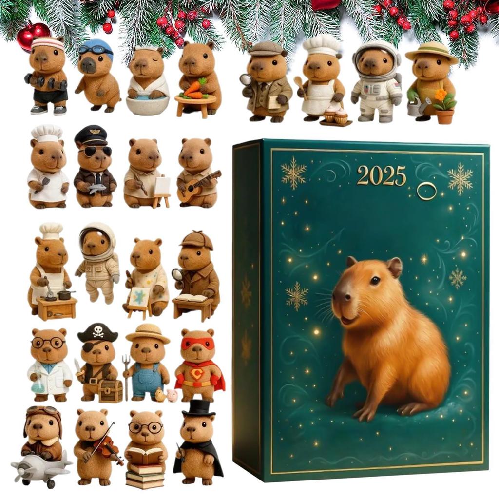 2025 Christmas Advent Calendar 2D Flat Acrylic Capybara Ornament Christmas Tree Decorations Capybara Pendant Christmas Gifts