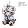 Car Pendant Hanging Ornament With Chain Realistic Animal Cat-Shaped Rearview Mirror Hanging Decor Car Interior Accessories