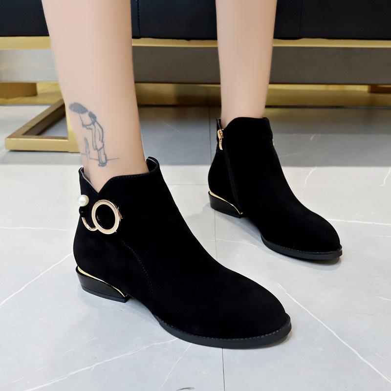 Модные женские ботинки Модные замшевые повседневные ботинки Роскошные ботильоны со стразами Нескользящие ботинки на платформе для женщин Ботильоны на щиколотке с боковой молнией