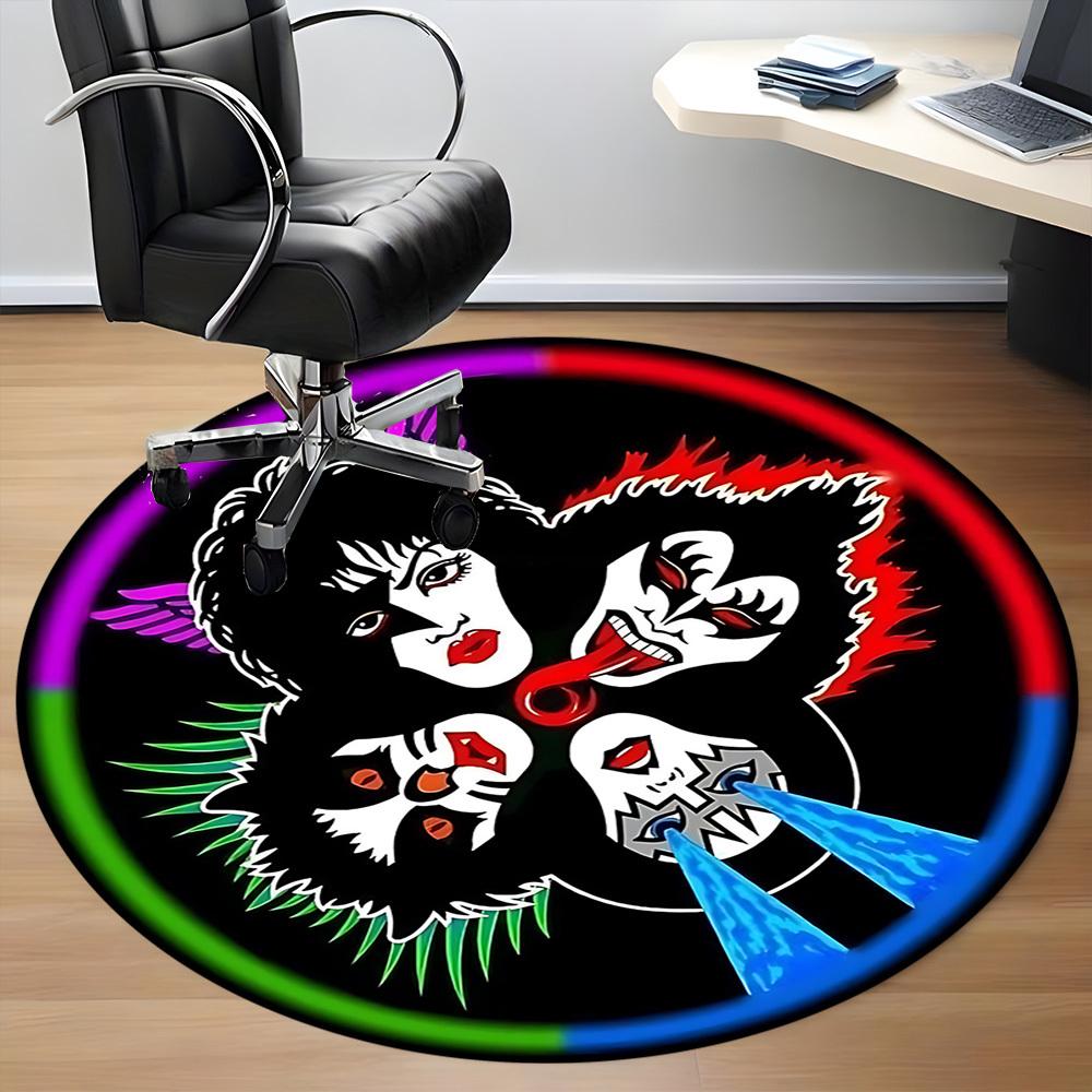 1 шт. Круглый ковер с логотипом группы KISS для офиса, под офисные стулья, спальни, гостиной, домашний декор a1016261