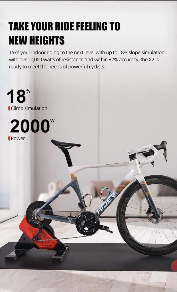 New ThinkRider X2 Smart Bike Trainer MTB Road Bicycle Home Trainer Built-in Power Meter Power Meter Compatible