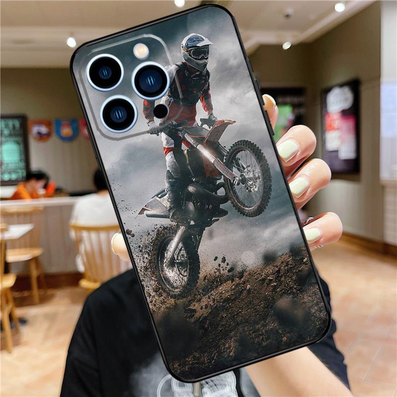 Moto Cross Motorcycle Sports Case For iPhone 17 16 15 13 12 11 14 Pro Max Mini Plus 16e 17 Air Bumper Cover Accessories